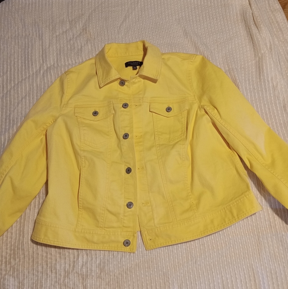 Talbots Jackets & Blazers - GUC Talbots woman petite size Xp yellow denim button up jacket